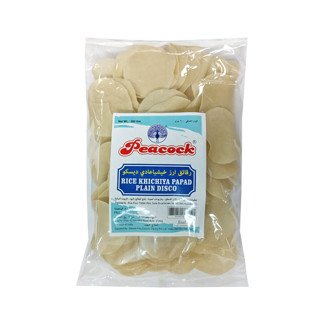 PEACOCK RICE KHICHIYA PAPAD PLAIN DISCO 200GM