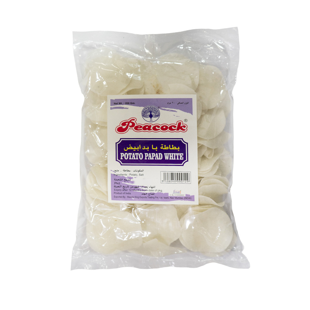 PEACOCK POTATO PAPAD WHITE JALGAON 200 GM