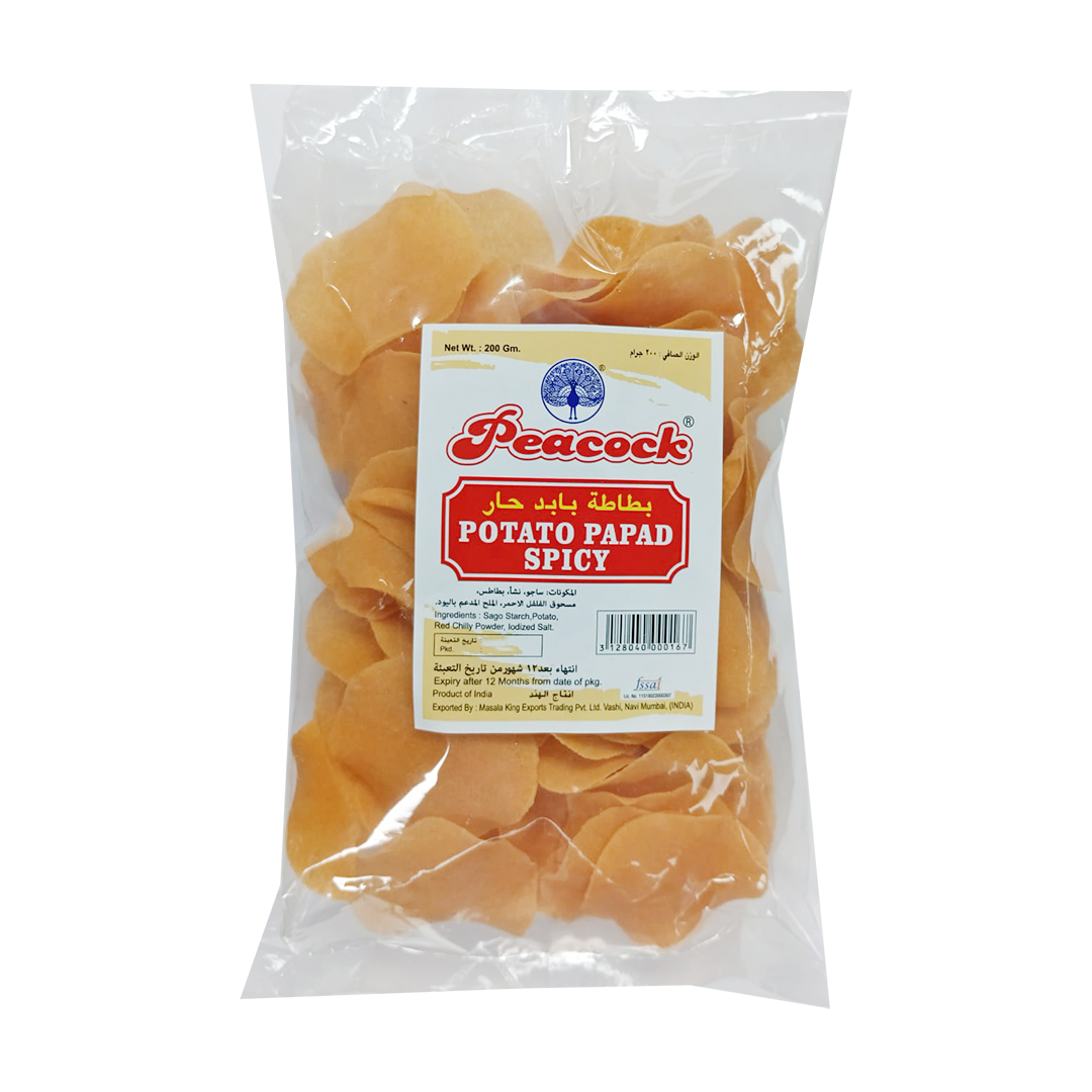 PEACOCK POTATO PAPAD SPICY JALGOAN 200G