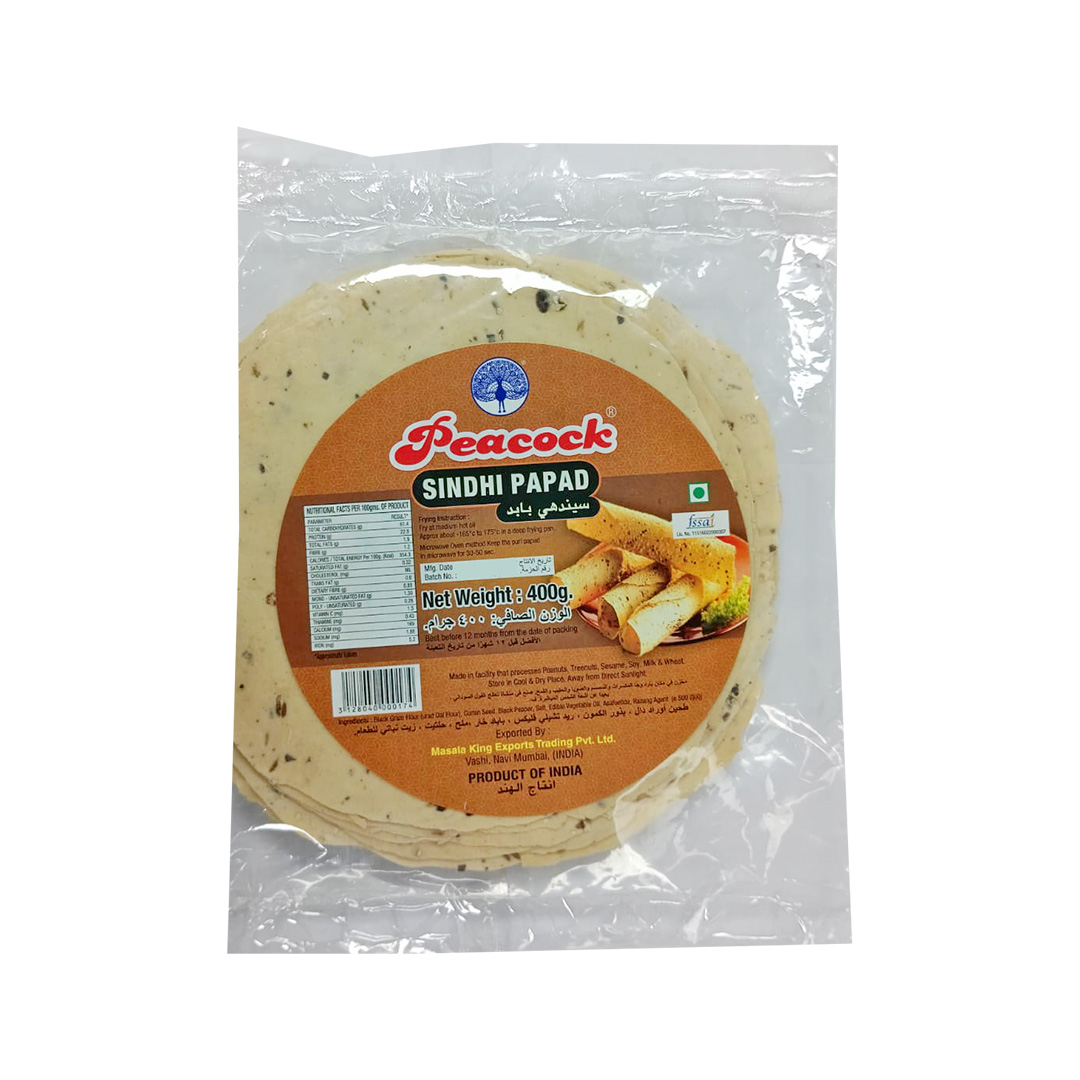 PEACOCK SINDHI PAPAD PLAIN 400G