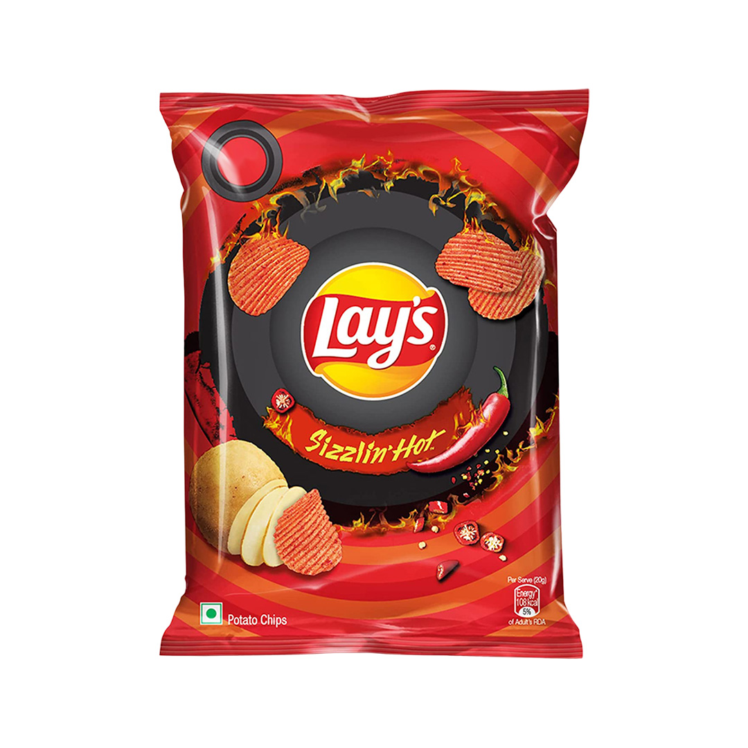 LAYS SIZZLIN HOT POTATO CHIPS 52.9 GM