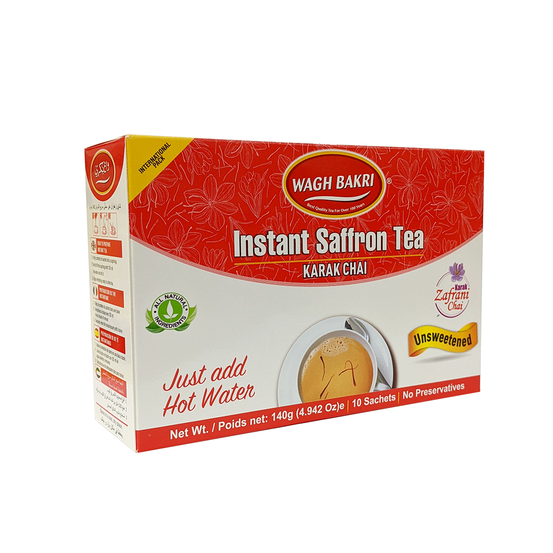 WAGH BAKRI UNSWEETENED SAFFRON INST TEA PREMIX 140GM
