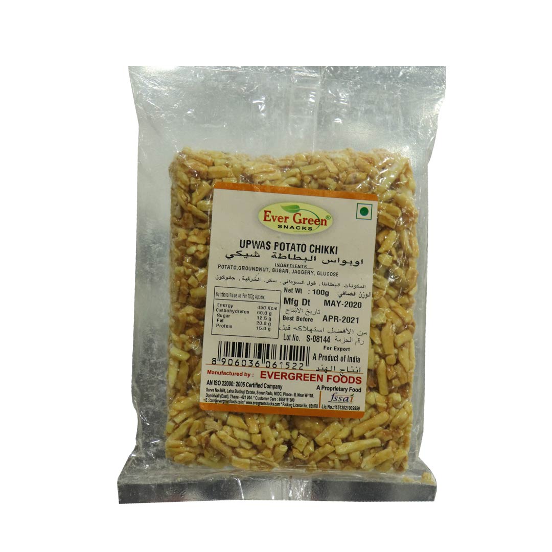 EVERGREEN UPWAS POTATO CHIKKI 100G