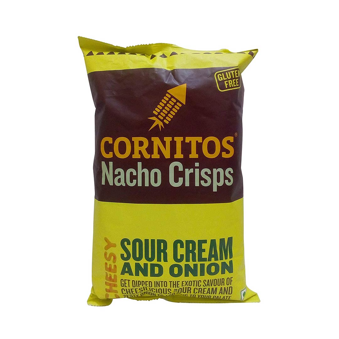 CORNITOS NACHO CRISPS SOUR CREAM & ONIONS 150G