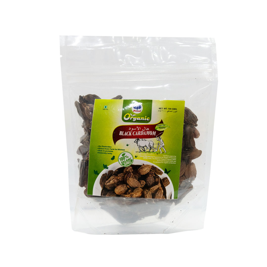 PEACOCK ORGANIC CARDAMOM BLACK 100GM