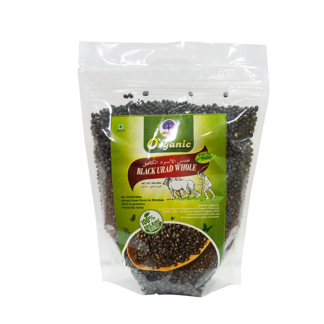 PEACOCK ORGANIC BLACK URAD WHOLE 500GM