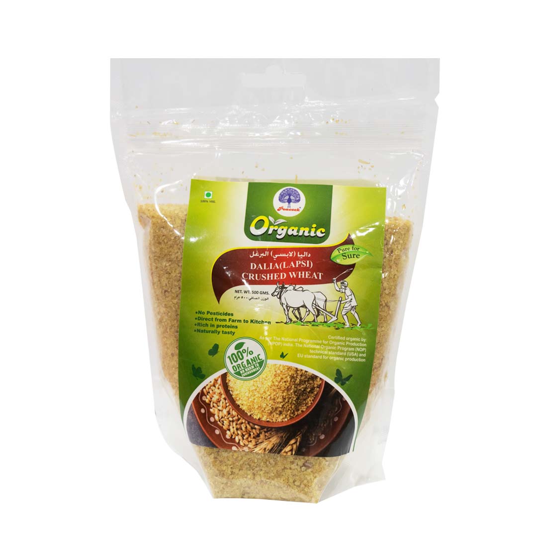 PEACOCK ORGANIC DALIYA (LAPSI) CRUSHED WHEAT 500GM