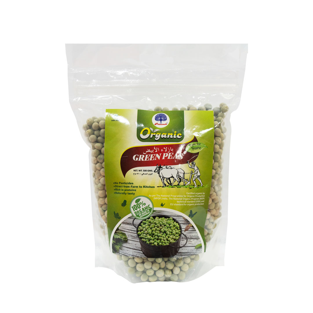 PEACOCK ORGANIC GREEN PEAS 500GM