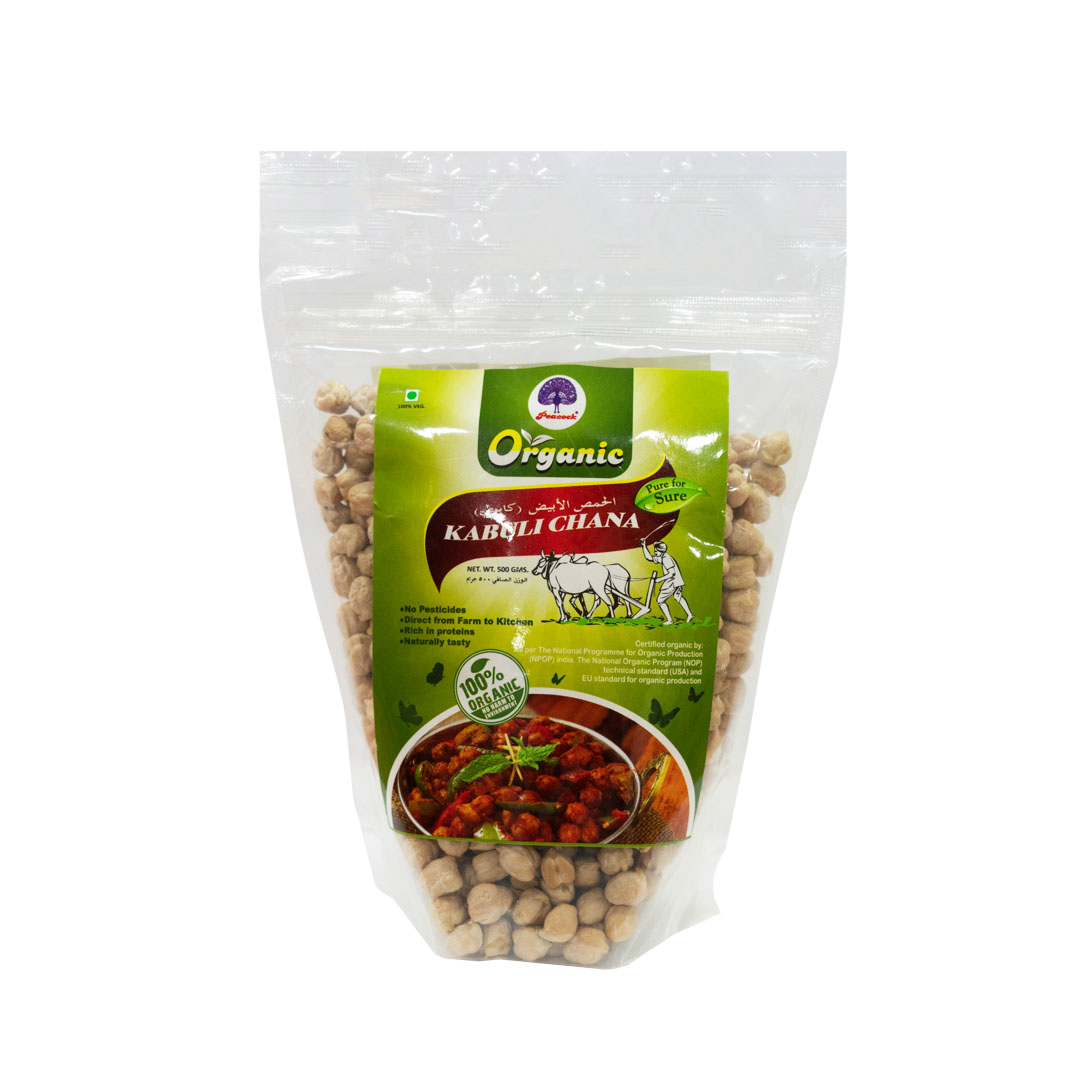 PEACOCK ORGANIC KABULI CHANA 500GM