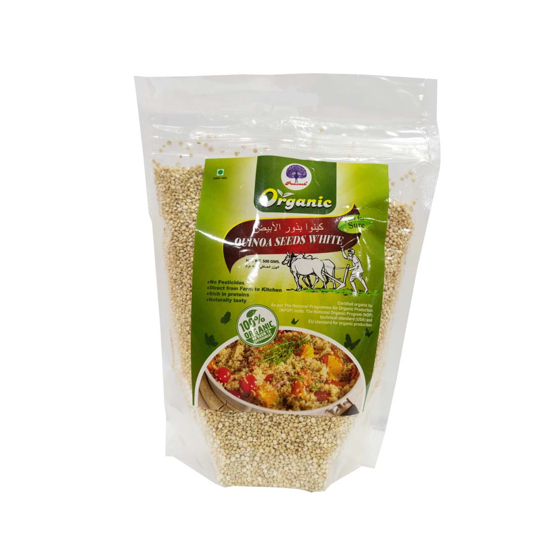PEACOCK ORGANIC QUINOA SEEDS WHITE 500GM