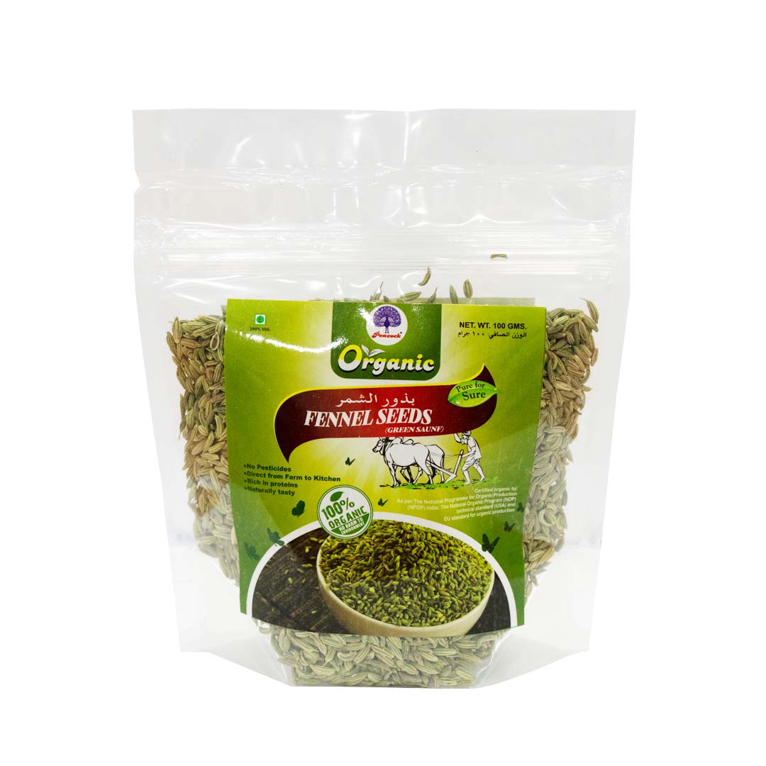 PEACOCK ORGANIC SAUNF GREEN 100GM