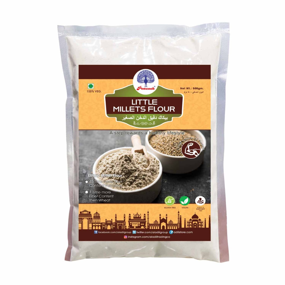 PEACOCK LITTLE MILLETS FLOUR 500GM