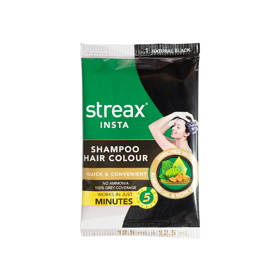 STREAX INSTA SHAMPOO HAIR COLOUR 25 ML -NATURAL BLACK SACHET